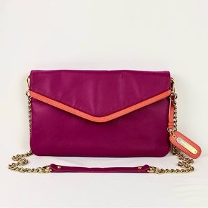 CYNTHIA ROWLEY Genuine Leather Envelope Bag Convertible Shoulder/Crossbody Pink